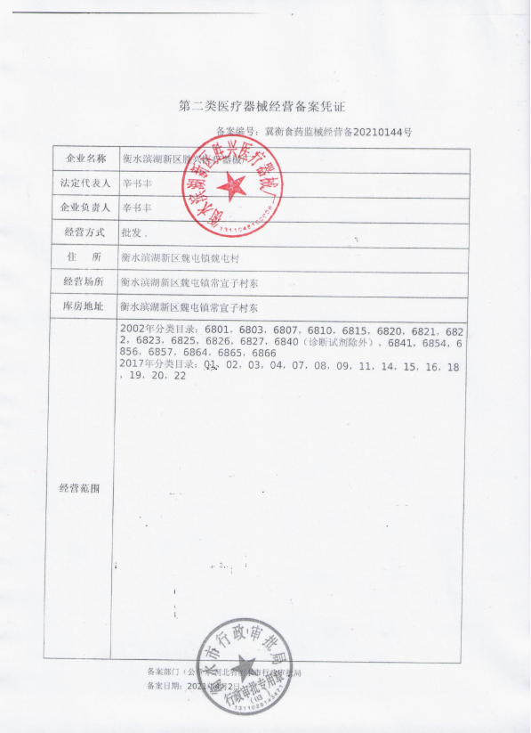 第二类医疗器械经营备案凭证